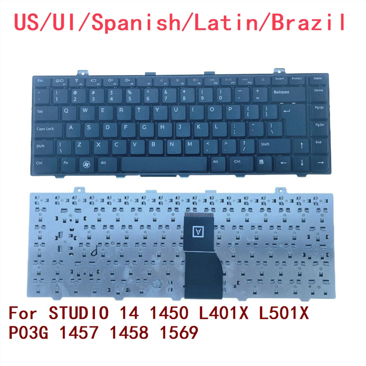 New US UI Spanish Latin Brazil Laptop Backlit Keyboard For Dell STUDIO 14 1450 L401X L501X P03G 1457 1458 1569Dell laptop repair parts