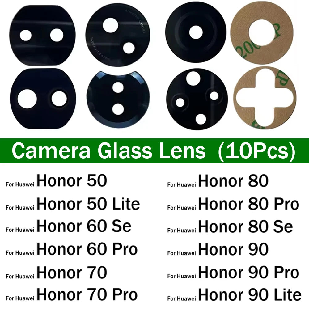 10Pcs, New For Huawei Honor 50 60 70 80 90 Pro Se Lite 4G 5G Rear Camera Lens Glass Back Camera Glass Lens with Adhesive Sticker Huawei phone repair parts