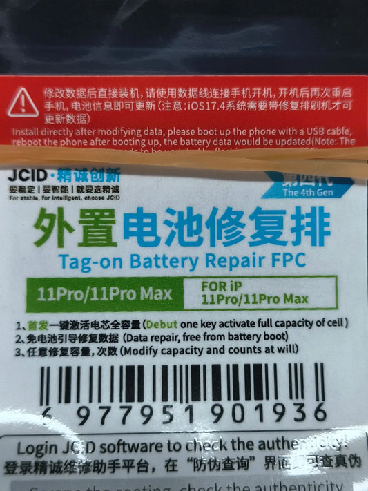 JCID JC Original Battery Repair Flex For iPhone 11 12 13 14  Pro Remove Warning Battery External Tag Flex Replacement Repair Professional Repair Tools