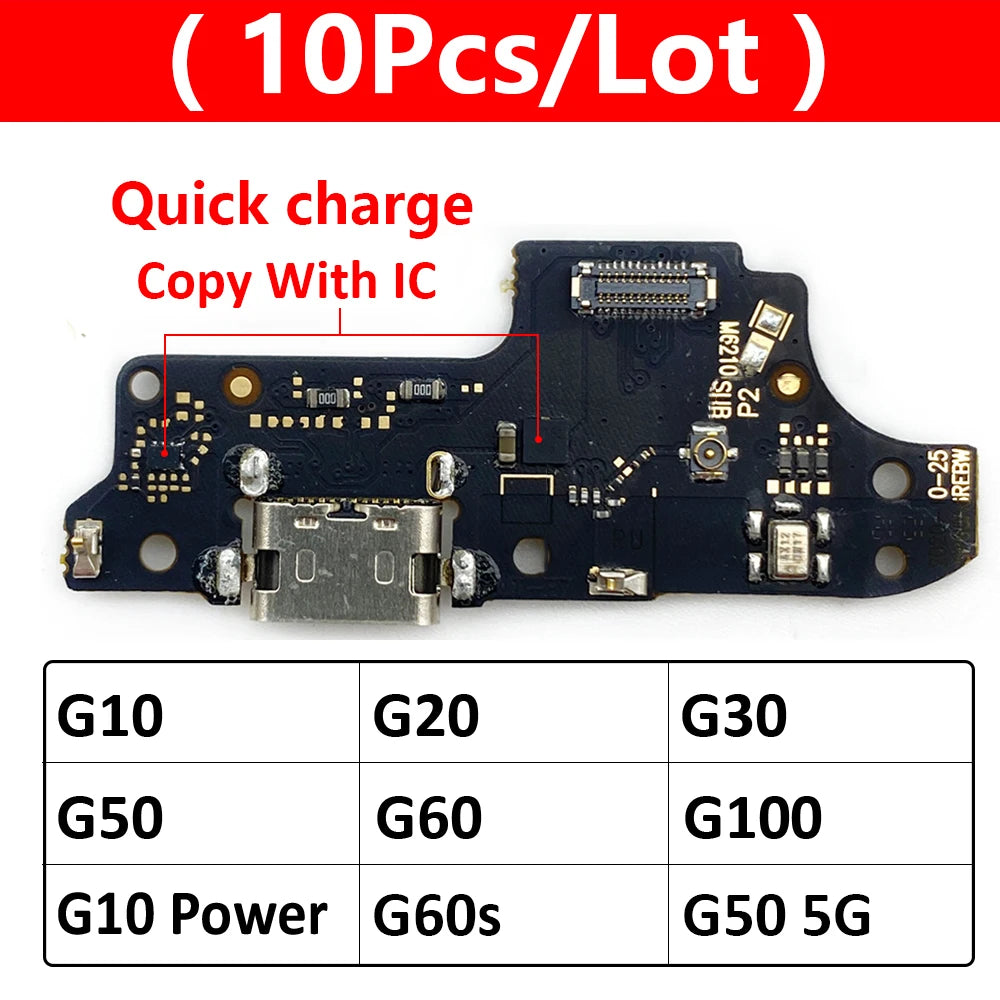 10Pcs USB Charging Board Port Dock Charger Connector Flex Cable For Motorola Moto G10 G20 G30 G50 G60 G60s G100 Power One 5G G31 Motorola phone repair parts