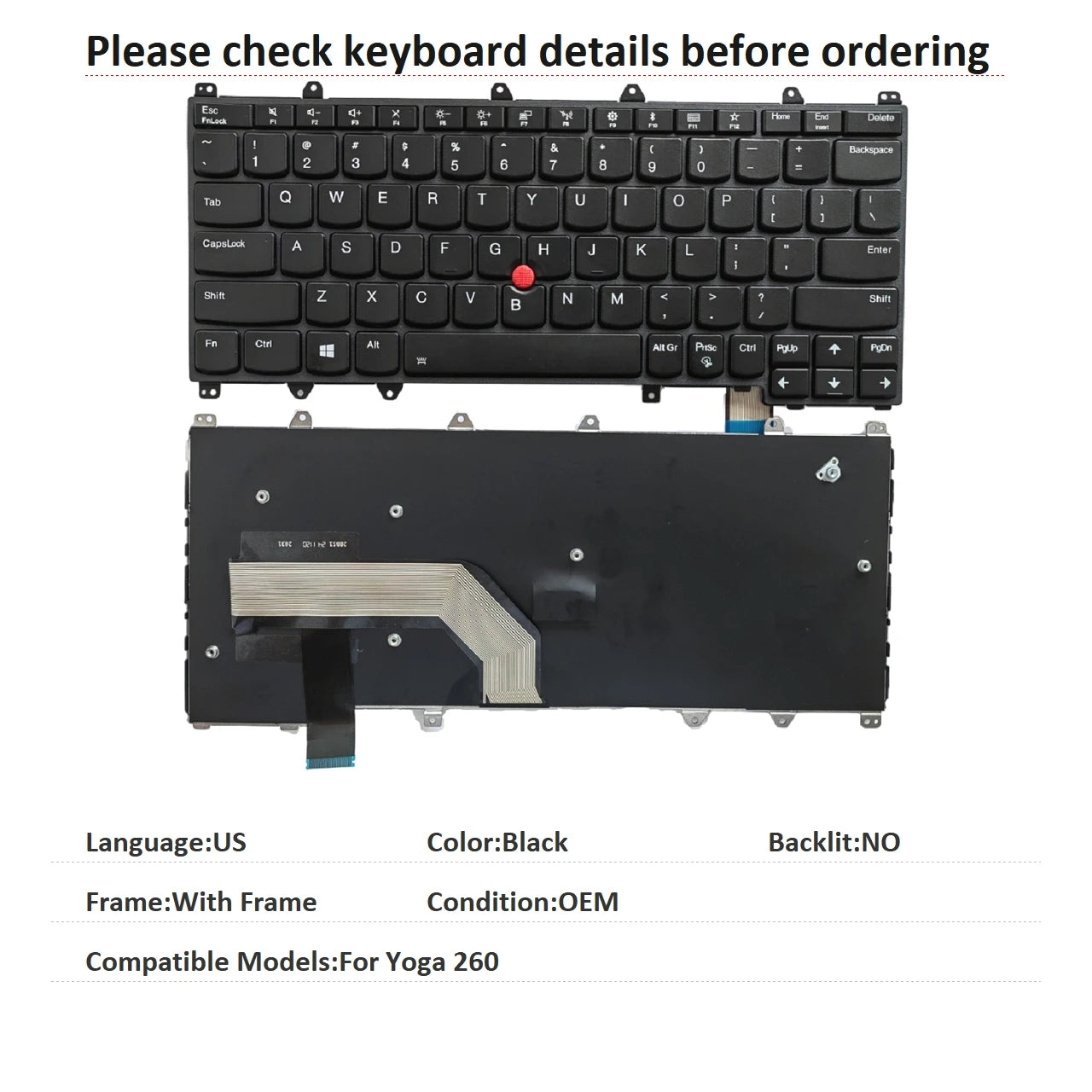 New US Language  Keyboard For Lenovo Thinkpad Yoga 260 Notebook PC Replacement Keyboard Lenovo laptop repair parts