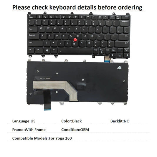 New US Language  Keyboard For Lenovo Thinkpad Yoga 260 Notebook PC Replacement Keyboard Lenovo laptop repair parts