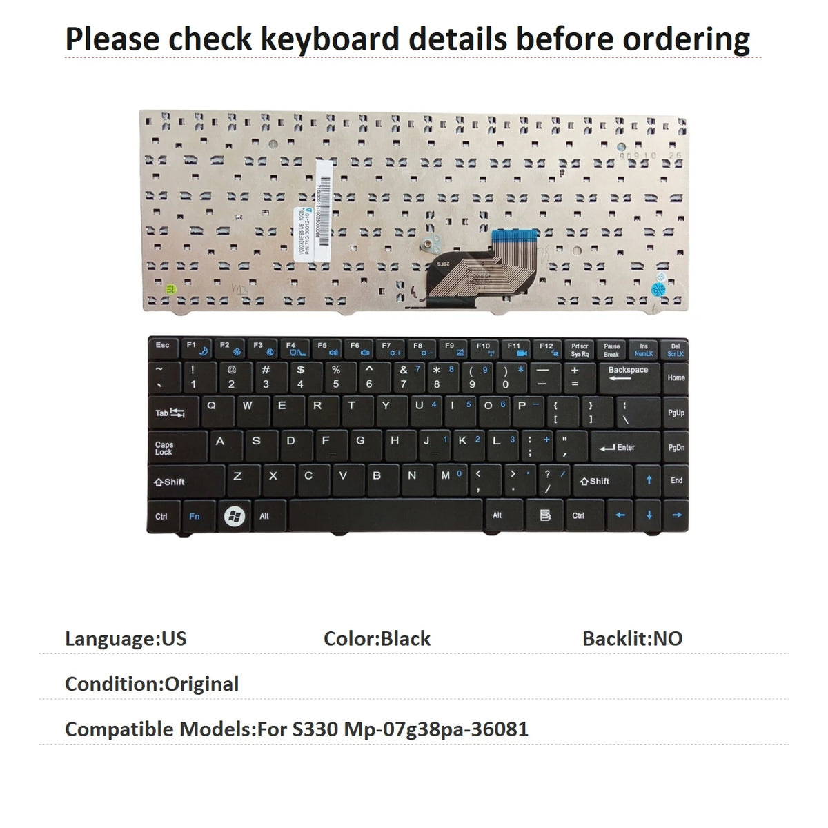 New US Brazil Language  Keyboard For Teclado S330 Mp-07g38pa-36081 Notebook PC Replacement Keyboard