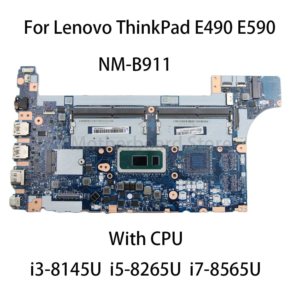 Laptop Motherboard For Lenovo ThinkPad E490 E590 NM-B911 UMA With CPU i3 8145U i5 8265U i7 8565U FRU:5B20V80719 5B20V80725  Lenovo laptop repair parts