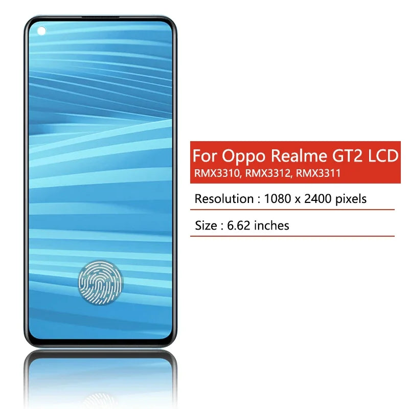 6.62"New For Oppo Realme GT2 LCD Display Touch Screen Digitizer  RMX3312 RMX3311 RMX3310 Display Frame Oppo phone repair parts Realme phone repair parts