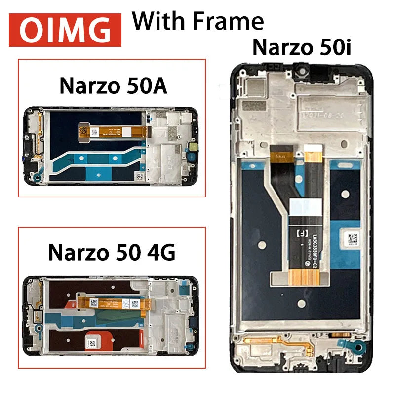 OEM For Oppo Realme Narzo 50 50i 50A LCD Display Touch Screen Digitizer Assembly RMX3286  RMX3235 RMX3430 Display With Frame Oppo phone repair parts Realme phone repair parts