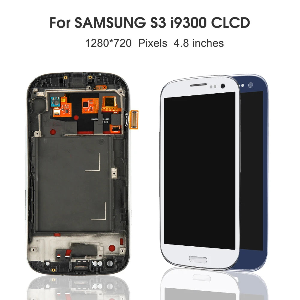 S3 I9300 Display Screen, for Samsung Galaxy S3 i9300 i9300i Lcd Display Touch Screen Digitizer Replacement with Frame Samsung phone repair parts