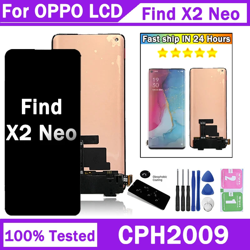 6.5" Super Amoled For Oppo Find X2 Neo 5G CPH2009 Display Touch Screen Digitizer Assembly For Oppo Find X2Neo LCD Replacement Oppo phone repair parts Realme phone repair parts