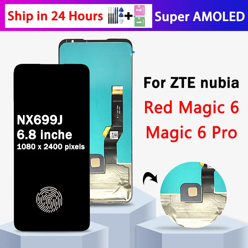 6.8"AMOLED 165Hz For ZTE nubia Red Magic 6 LCD NX669J Display Touch Screen Digitizer Assembly For Red Magic 6 Pro NX669J-P ZTE phone repair parts