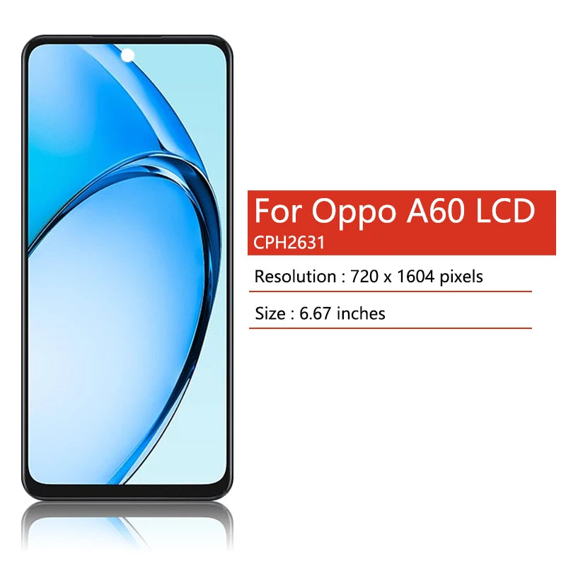 6.67“IPS LCD For Oppo A60 5G CPH2683 LCD Display Touch Screen Digitizer Panel Assembly A60 4G CPH2631 Display Replacement Oppo phone repair parts Realme phone repair parts