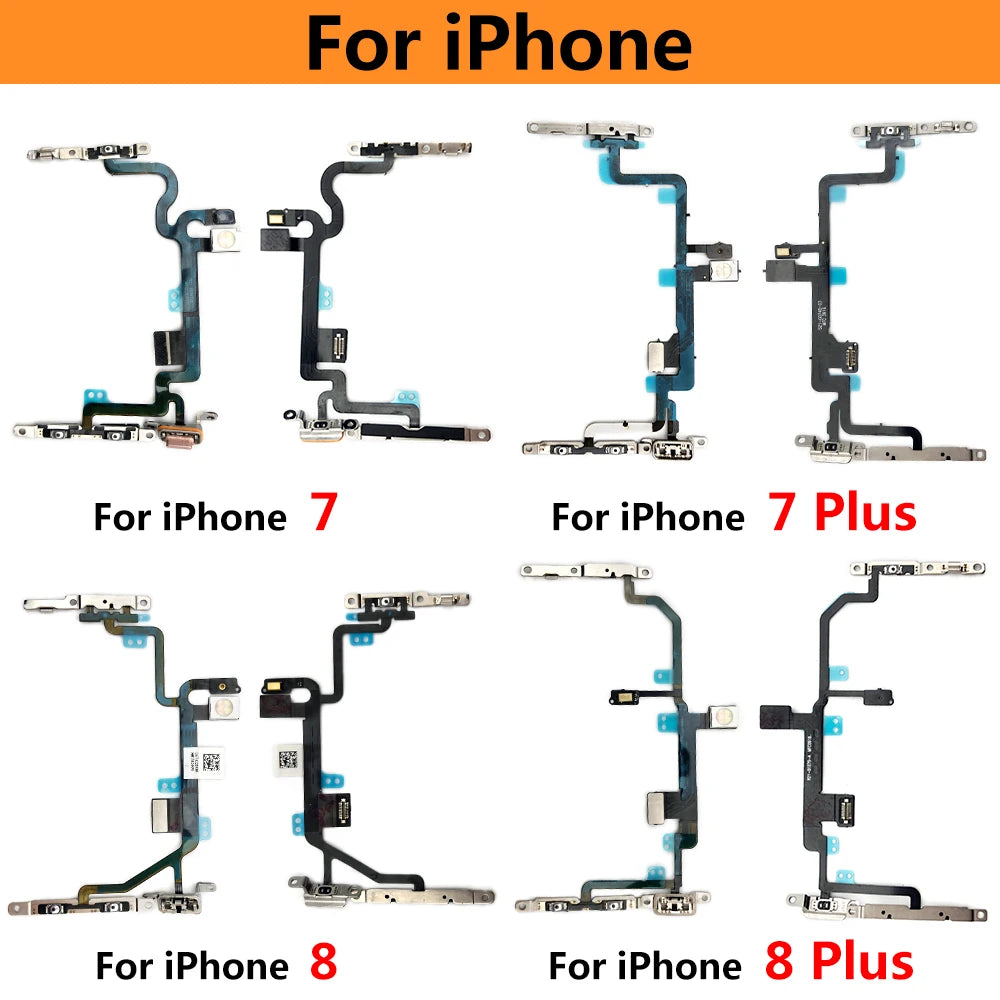 New Power On Off Flex For iPhone 7 7G 8 8G Plus X XR XS Max Volume Up Down Side Button Key Ribbon Flex Cable With Metal iPhone phone repair parts