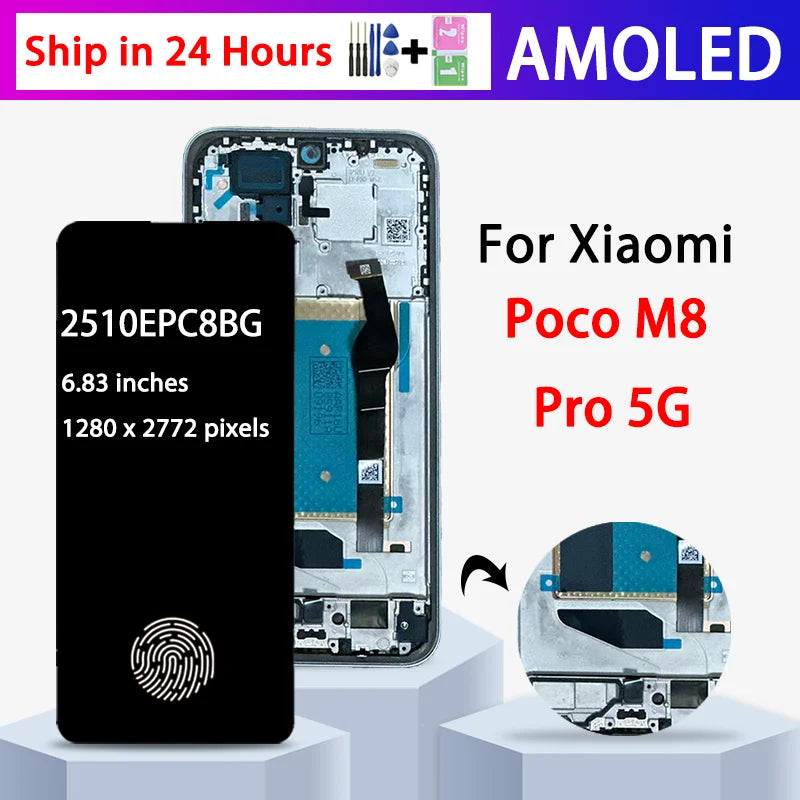 2510EPC8BG Premium Lcd For Xiaomi Poco M8 Pro 5G Display Touch Screen Digitizer Panel Assembly Lcd Screen With Frame Xiaomi phone repair parts