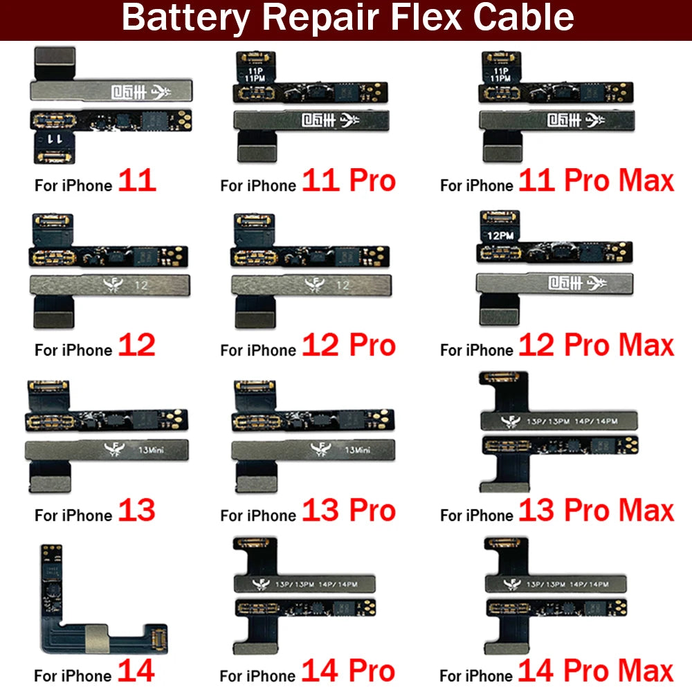Battery Repair Flex Cable Tag on Built in For iPhone 11 12 13 14 15 Pro Max Plus Mini Battery Remove Warning External Flex Cable iPhone phone repair parts