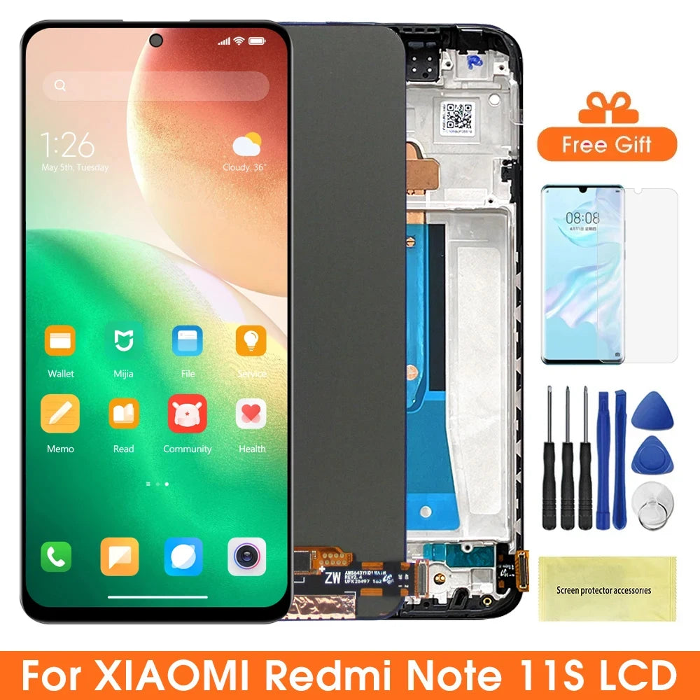 Super AMOLED Redmi Note 11S Screen Replacement, for Xiaomi Redmi Note 11S 2201117SG 2201117SI Lcd Display Digital Touch Screen Xiaomi phone repair parts