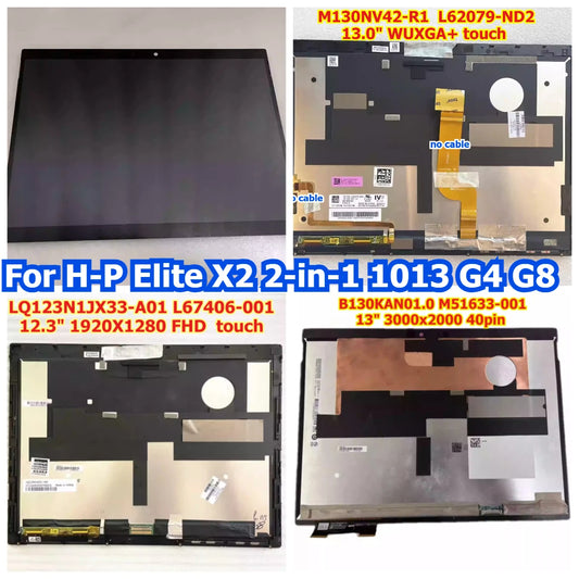 For HP Elite X2 2-in-1 1013 G4 G8 B130KAN01.0 13" M130NV42-R1 LQ123N1JX33-A01 12.3" FHD touch lcd LED display screen assembly HP laptop repair parts