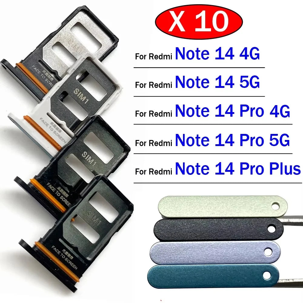10Pcs, SIM Card Slot SD Card Tray Holder Adapter For Xiaomi Redmi Note 14 Pro Plus 4G 5G  Xiaomi  Xiao mi phone repair parts