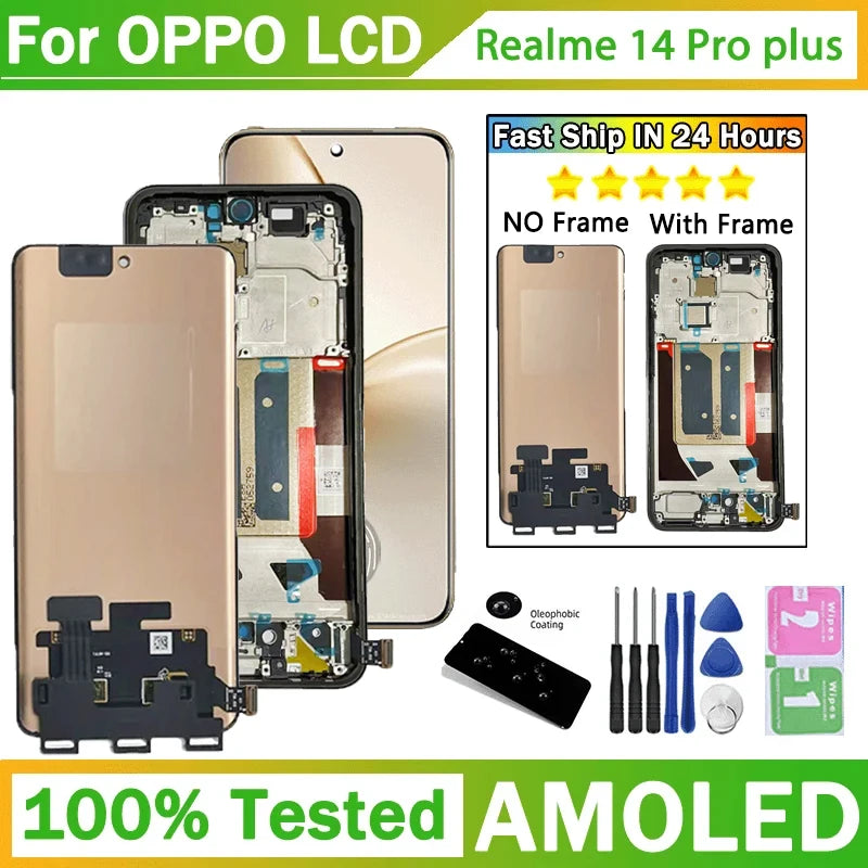 6.83" New 120Hz For Realme 14 Pro+ LCD RMX5051 Display Touch Screen Digitizer For Realme 14 Pro Plus Display With Fingerprint Oppo phone repair parts Realme phone repair parts