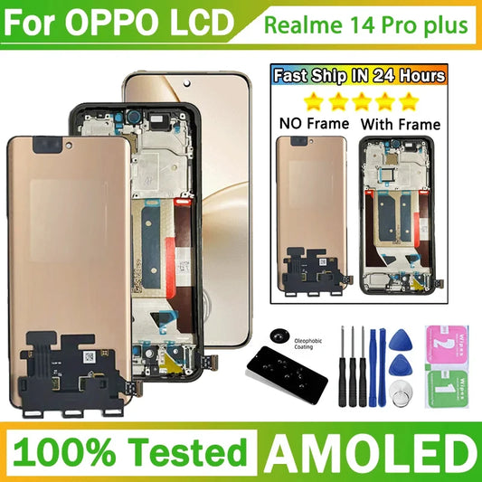 6.83" New 120Hz For Realme 14 Pro+ LCD RMX5051 Display Touch Screen Digitizer For Realme 14 Pro Plus Display With Fingerprint Oppo phone repair parts Realme phone repair parts