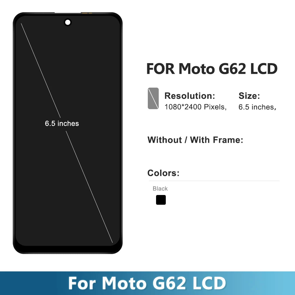 6.5'' For Motorola Moto G62 5G LCD Display Touch Screen Sensor Digiziter Assembly For Moto G62 5G LCD With Frame Replace Parts Motorola phone repair parts