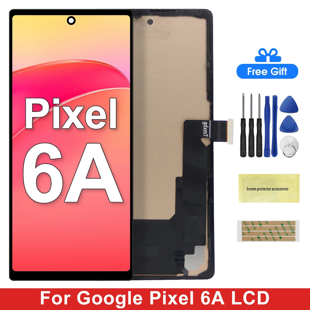 TFT For Google Pixel 6A GX7AS, GB62Z, G1AZG, GB17L LCD Display Touch Screen Digitizer Pixel 6a Lcd with frame 100% Tested ﻿ Google phone repair parts