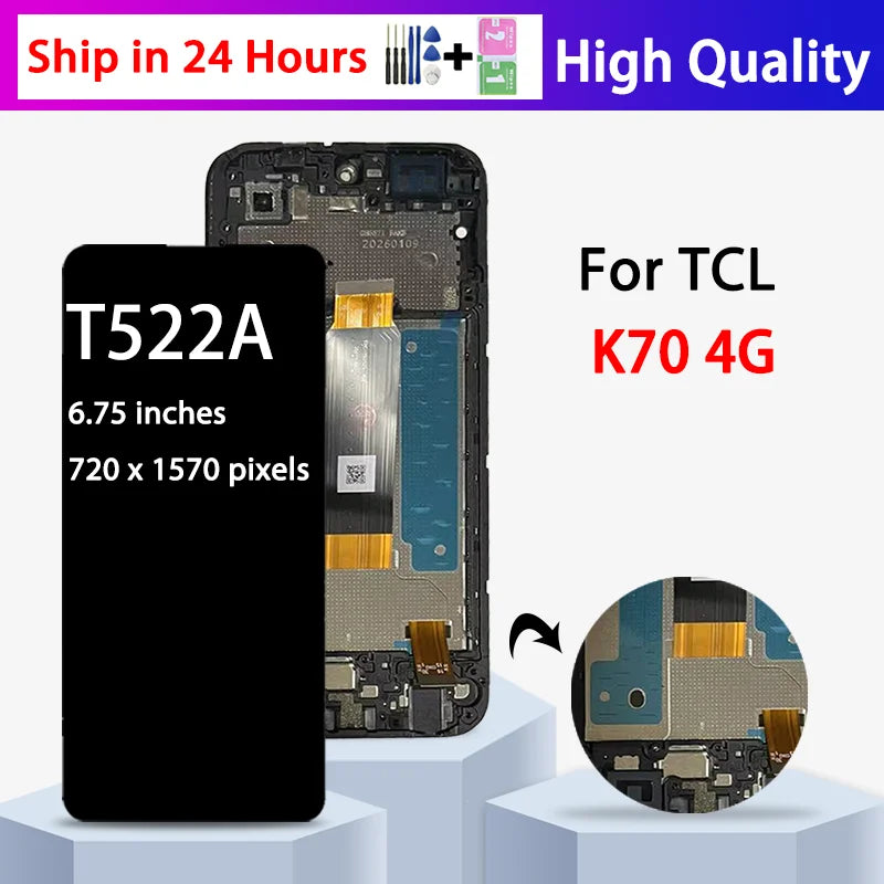 6.75"IPS LCD For TCL K70 Display Screen For TCL K70 4G T522A  LCD Display Touch Screen Digitizer Assembly Replacement TCL phone repair parts