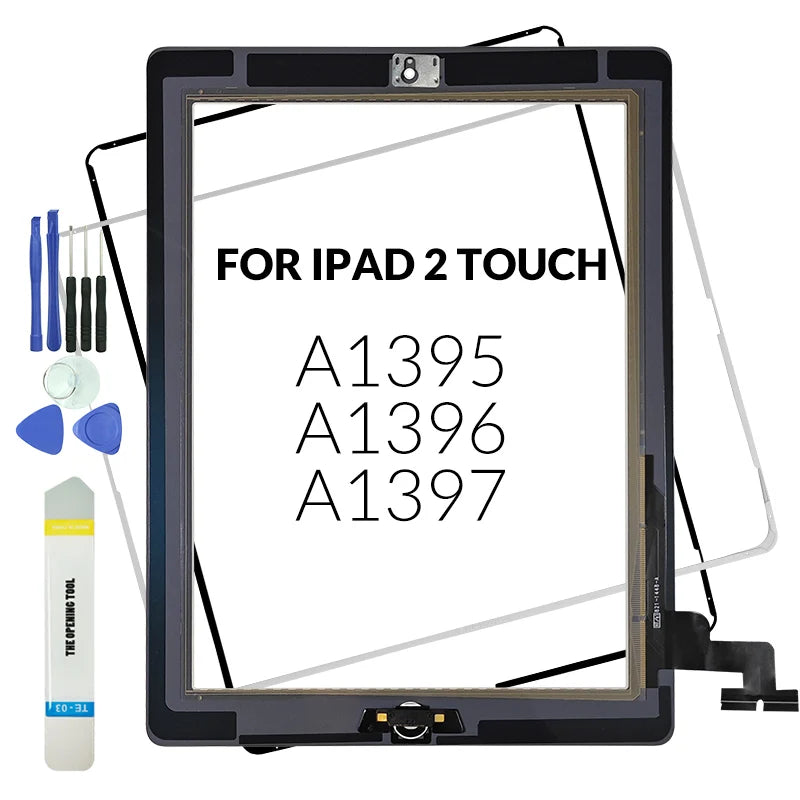 1Pcs For iPad 2 A1395 A1396 A1397 Display Touch screen Digitizer Panels Replacement Touchscreen Sensor Glass With Button + Tools  iPad repair parts