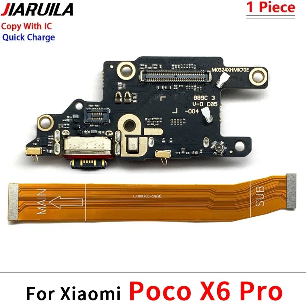 Dock Connector Micro USB Charger Charging Port Microphone Main Board Flex Cable For XIaomi Poco X5 X6 X7 F5 F6 F7 Pro 4G 5G  Xiaomi  Xiao mi phone repair parts