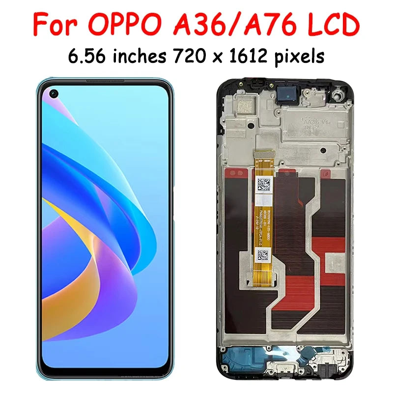 6.56"Tested Display For Oppo A36 LCD PESM10 Touch Screen Digitizer Assembly For Oppo A76 LCD CPH2375 Screen Replacement Part Oppo phone repair parts Realme phone repair parts