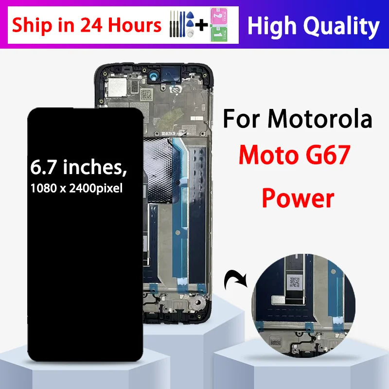 100% Tested LCD for Motorola Moto G67 Power LCD Display Touch Screen Digitizer Assembly for Moto G67 Power LCD With Frame Motorola phone repair parts