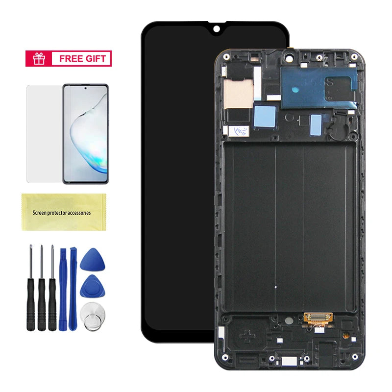 A50 Display Screen With Frame Assembly for Samsung Galaxy A50 A505 A505F/DS LCD Display Digital Touch Screen Replacement Samsung phone repair parts
