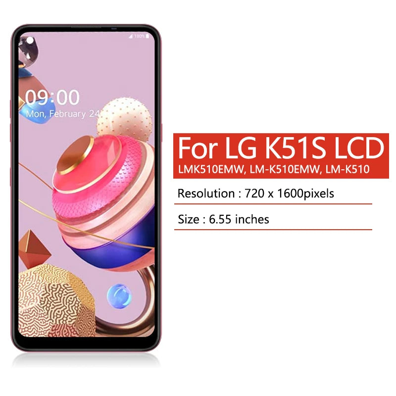 6.55"LCD For LG K51s Display Screen For LG K51S LMK510EMW LM-K510EMW LM-K510 LCD Touch Screen Digitizer Assembly LG phone repair parts