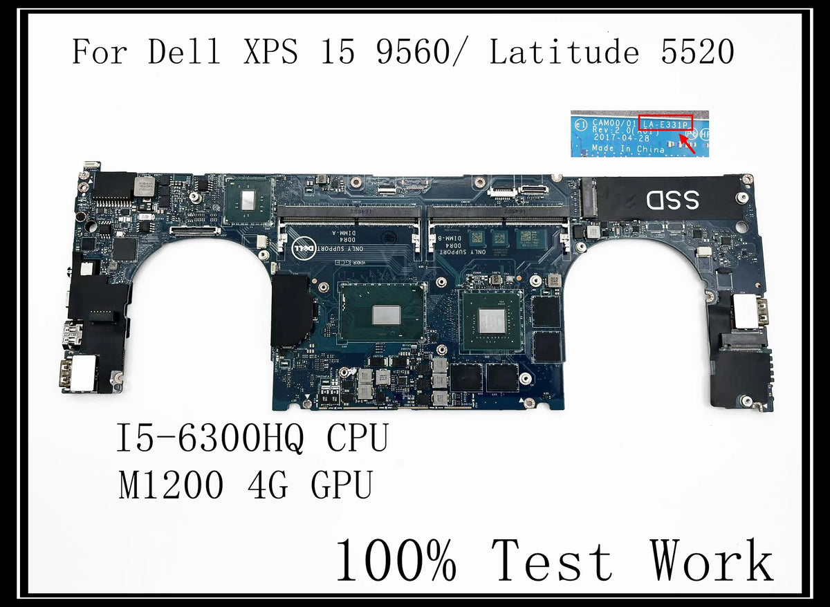 For Dell XPS 15 9560/Latitude 5520 Laptop Motherboard LA-E331P DDR4 with E3 I5 I7 7th Gen CPU 100% Test Work Dell laptop repair parts