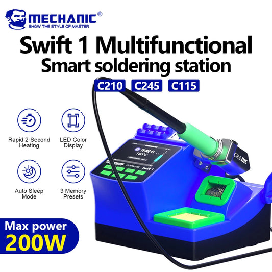 MECHANIC Swift 1 Smart Soldering Station 200W Rapid 2-Second Heating Welding Rework Station Support C210/C245/115 Handle Professional Repair Tools