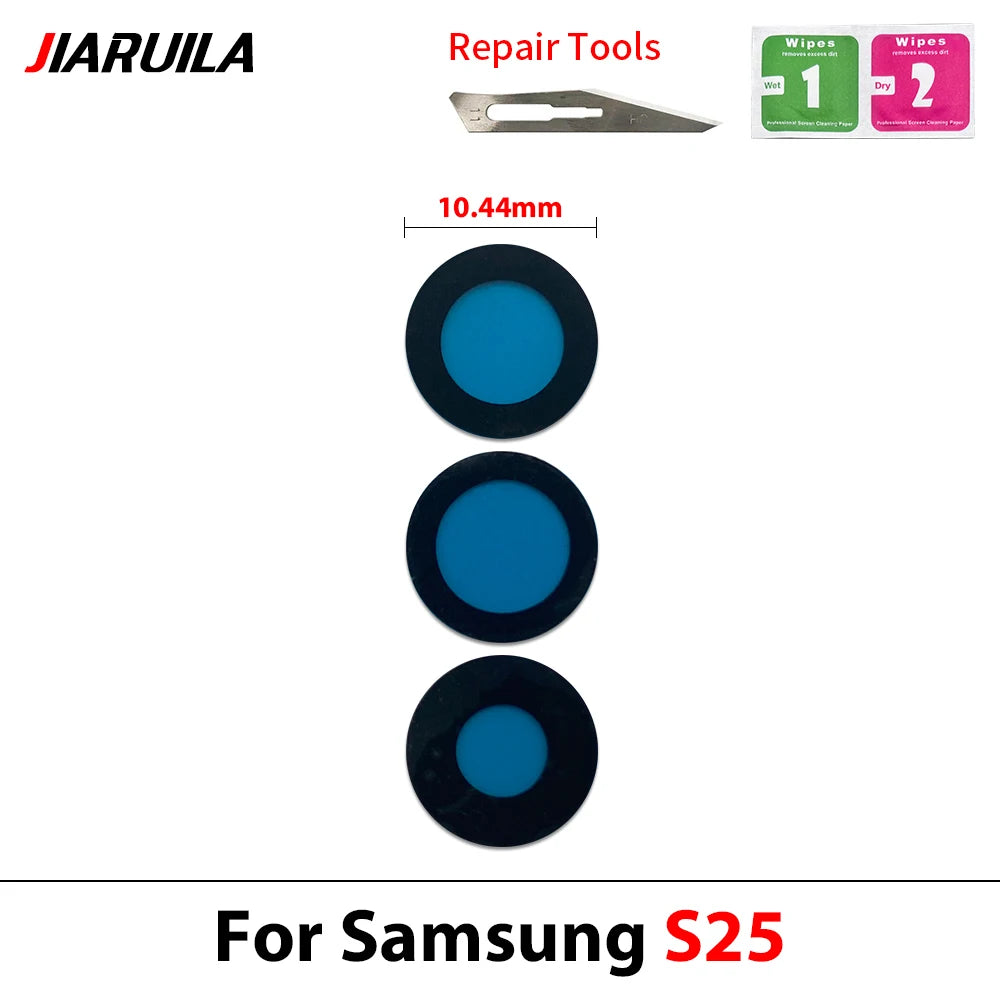 New Rear Camera Glass Lens Cover With Frame Holder with Sticker For Samsung S25 Plus S25 Ultra Replacement Parts Samsung phone repair parts