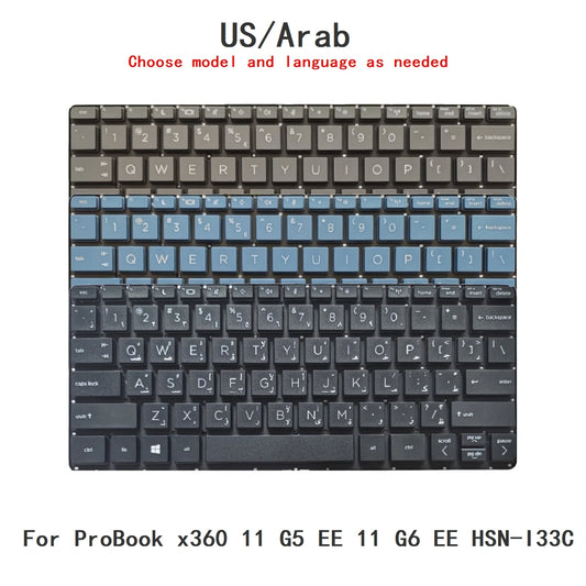 New US Arab Language  Keyboard For HP ProBook x360 11 G5 EE 11 G6 EE HSN-I33C Notebook PC Replacement Keyboard  HP laptop repair parts