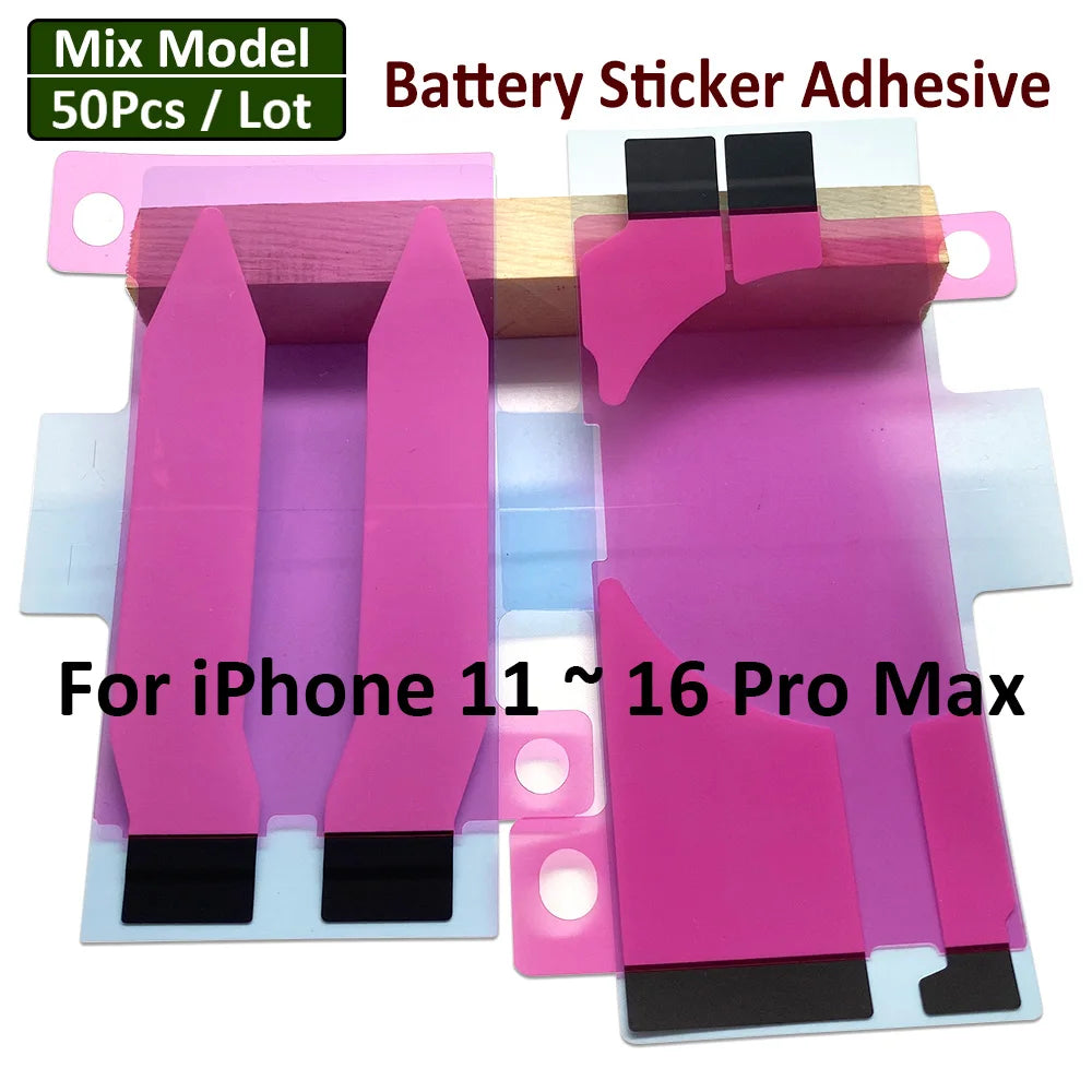 50Pcs/Lot, Battery Adhesive Sticker For iPhone 11 12 13 14 15 16 Pro Max Battery Double Tape Strip Pull Trip iPhone phone repair parts