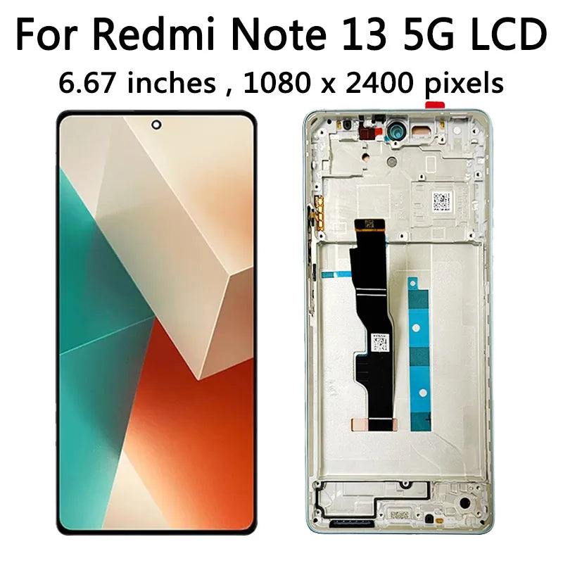 6.67”New for Xiaomi Redmi Note 13 2312DRAABG Lcd Display Touch Screen with Frame for Redmi Note 13 5G Screen Replacement Xiaomi phone repair parts