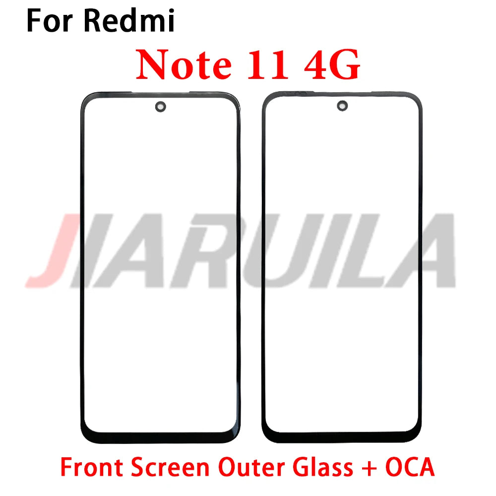 New Screen Front Outer Glass + OCA For Xiaomi Redmi Note 10 10s 11 11s 12 12s 13 Pro Plus 4G 5G Screen Touch Panel Glass Xiaomi  Xiao mi phone repair parts
