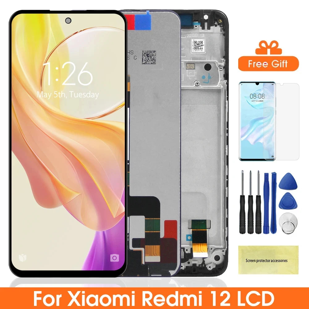 6.79" Redmi 12 Display Screen Replacement, for Xiaomi Redmi 12 23053RN02A Lcd Display Digital Touch Screen With Frame Assembly Xiaomi phone repair parts