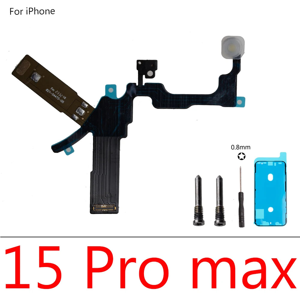 1set LED Flash Flex Cable For iPhone 16 Plus 15 Pro Max 14 13 Mini Proximity LED Light Sensor Ambient Flashlight iPhone phone repair parts