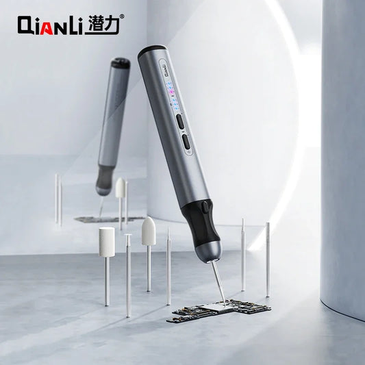 Qianli Smart Charging Electric Polishing Pen With 7 Grinding Heads for Motherboard CPU Chip Drilling Cutting Carving Tools Professional Repair Tools
