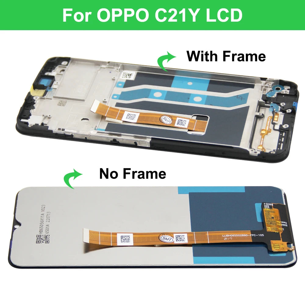 6.5" Screen for Realme C21Y RMX3261 RMX3263 Lcd Display Digital Touch Screen with Frame for Realme C21Y Screen Replacement Realme phone repair parts