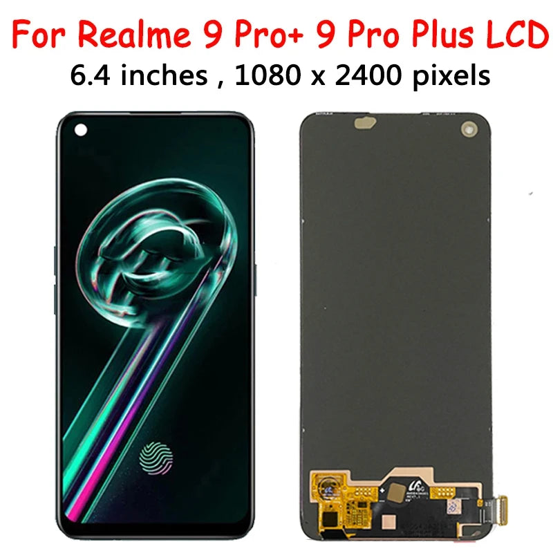 6.4' New For Oppo Realme9 4G RMX3521 LCD Display Touch Panel Digitizer For Realme 9 Pro+ 9Pro Plus RRMX3392 With Fingerprint  Oppo phone repair parts
