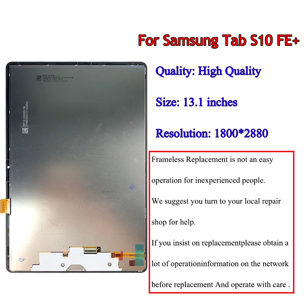13.1" IPS For Samsung Galaxy Tab S10 FE+ LCD Display Screen Touch Digitizer For SM-X620 SM-X626 SM-X626B LCD Replacement Repair Tablet repair parts