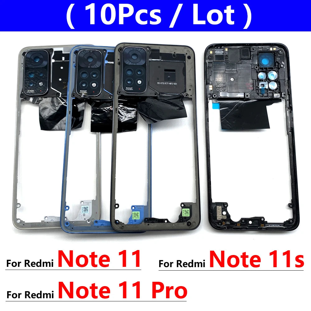 10Pcs, New For Xiaomi Redmi Note 11 4G / Note 11s / Note 11 Pro 5G Housing Middle Frame Bezel Middle Plate Cover  Xiaomi  Xiao mi phone repair parts