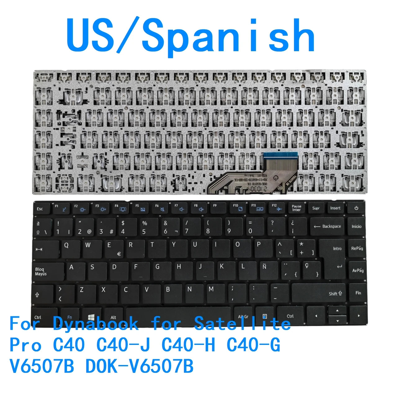New US Spanish Language  Keyboard For Dynabook for Satellite Pro C40 C40-J C40-H C40-G V6507B DOK-V6507B Replacement Keyboard