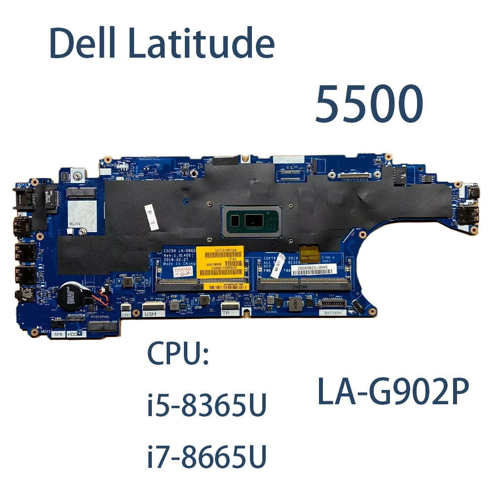 Laptop Motherboard For Dell Latitude 5500 LA-G902P With CPU:i5-8365U I7-8665U FRU:F9GJ4 N67NJ N67NJ J16NW Dell laptop repair parts