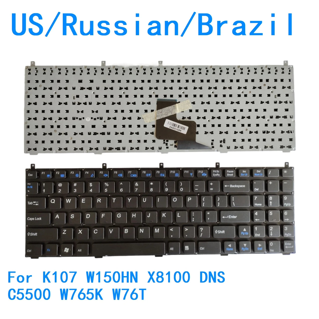 New US Russian Brazil Language  Keyboard For CLEVO K107 W150HN X8100 DNS C5500 W765K W76T Notebook PC Replacement Keyboard