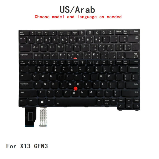 New US Arab Language  Backlit Keyboard For Lenovo Thinkpad X13 GEN3 Notebook PC Replacement Keyboard Lenovo laptop repair parts