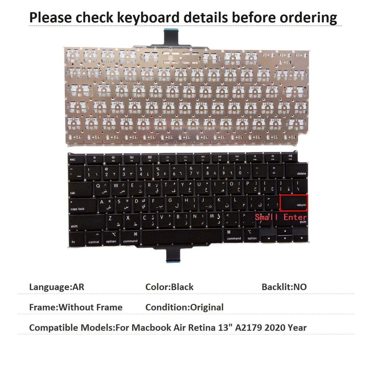 New US Russian Spanish UK Arab Language  Keyboard For Apple Macbook Air Retina 13" A2179 2020 Year Replacement Keyboard MACBOOK laptop repair parts